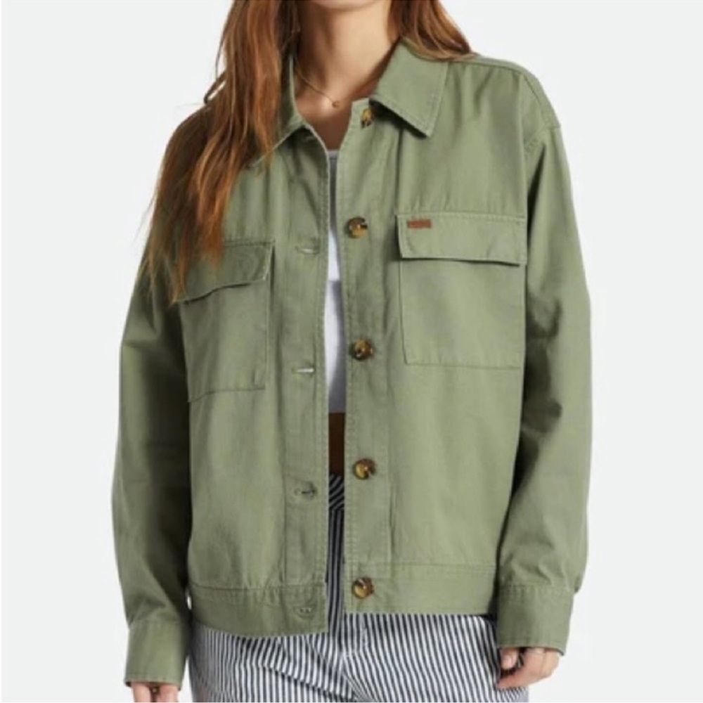Women’s Brixton Stark Trucker Utility Shacket Olive green Surplus jacket large